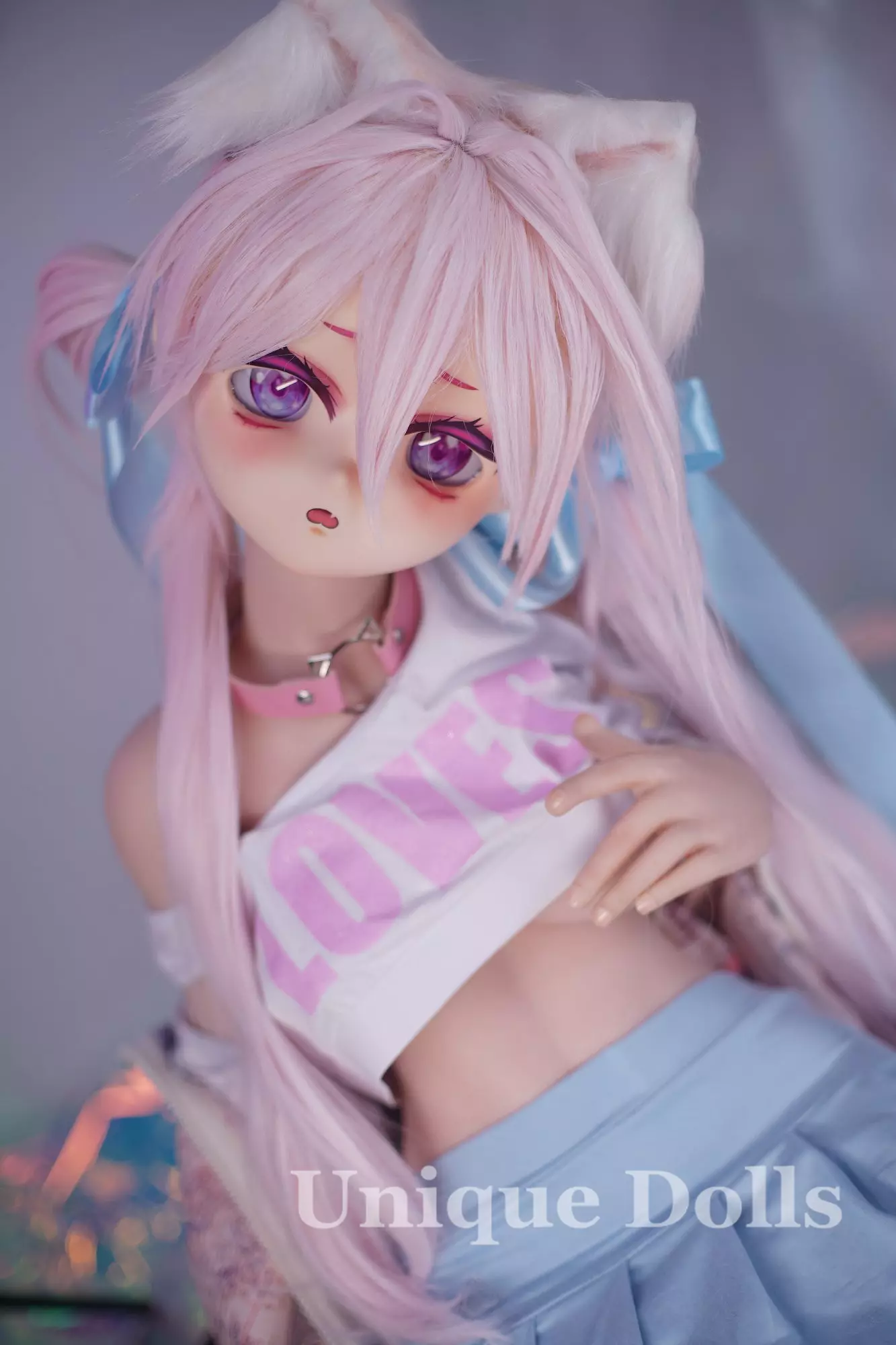 123cm B cup anime sex doll with vinyl head TPE body Moon